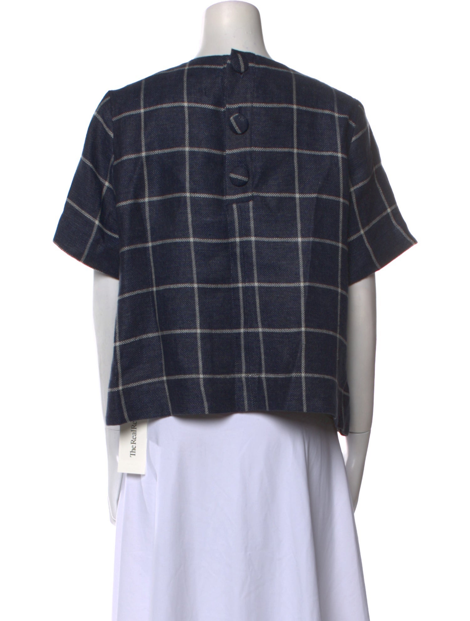 Lisa Marie Fernandez Linen Plaid Print Crop Top